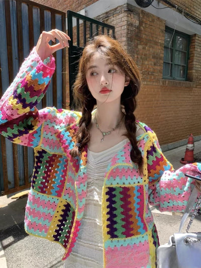 Sweet Heavy Industry Color  Long Sleeve Sweater