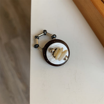 Multi-Element Vintage Beaded Ring For Women Trendy Light Luxury Minority Design