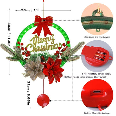 Christmas 30CM Luminous Garland Door