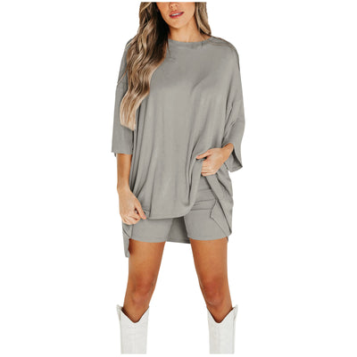 Summer Shorts Suit Fashion Loose Short-sleeved T-shirt And Slim Tight Pants Women's Clothing