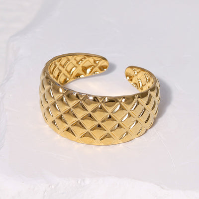 Diamond Plaid Vintage Stainless Steel Ring