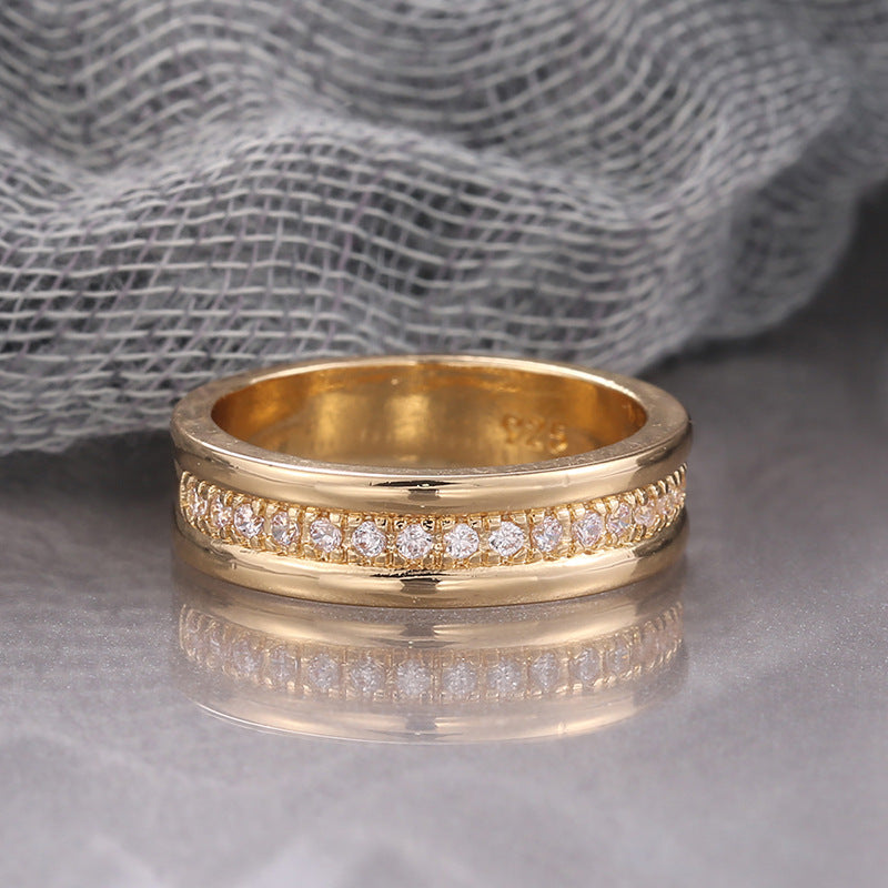 Simple Golden Sliver Rhinestones Ring Copper Plated RIngs Fashion Jewellery