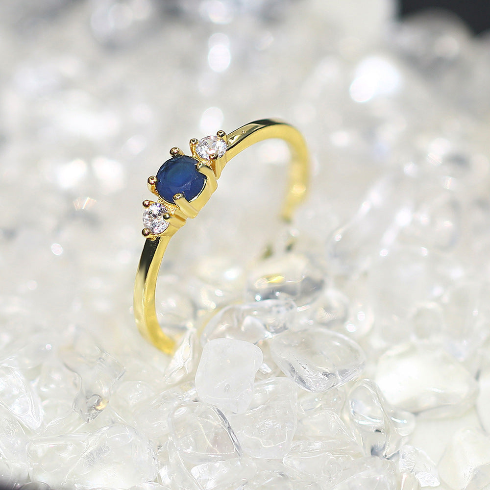 European And American Simple Women's Wedding Ring Inlaid Zircon Gold Plated