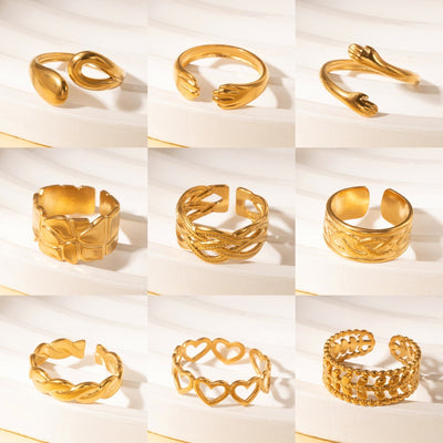 French Retro Titanium Steel Ring Golden