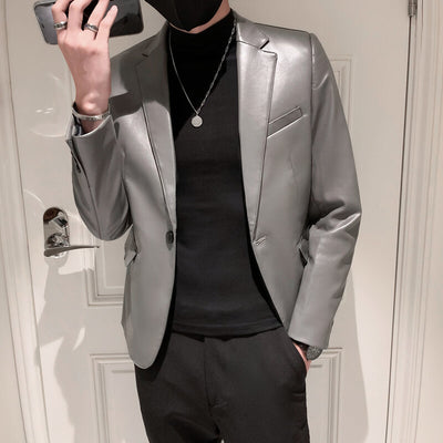 Leather Jacket Korean Slim PU Leather Jacket Jacket Men