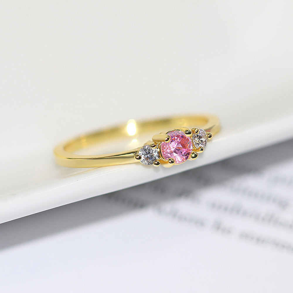 European And American Simple Women's Wedding Ring Inlaid Zircon Gold Plated