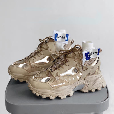 Round Head Net Top Daddy Shoes Thick Soled Casual Shoe Man