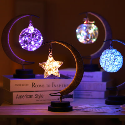 Led Moon Light Wrought Iron Ornament