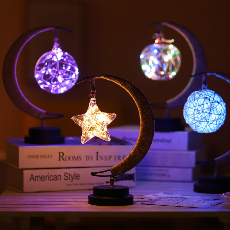 Led Moon Light Wrought Iron Ornament