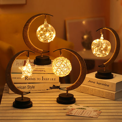 Led Moon Light Wrought Iron Ornament