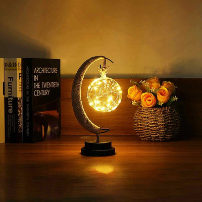 Led Moon Light Wrought Iron Ornament