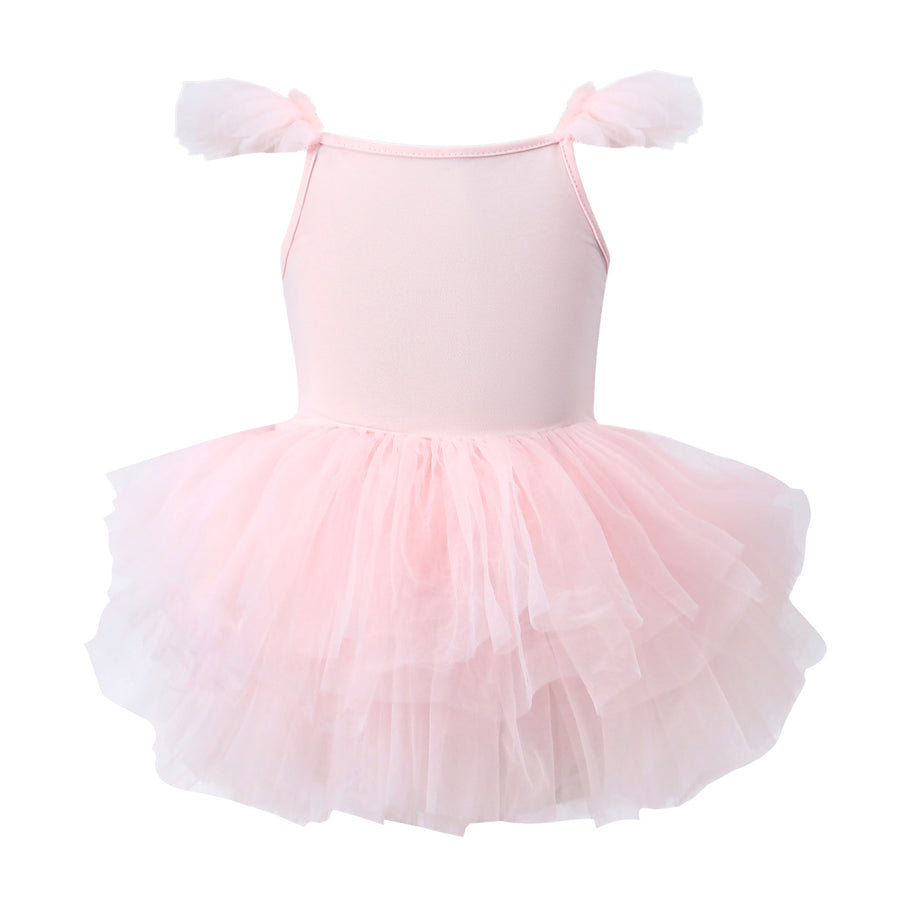 Girls' Dancing Leaf Clothing Mesh Gymnastics Clothes Children Sky Blue Practice Skirt