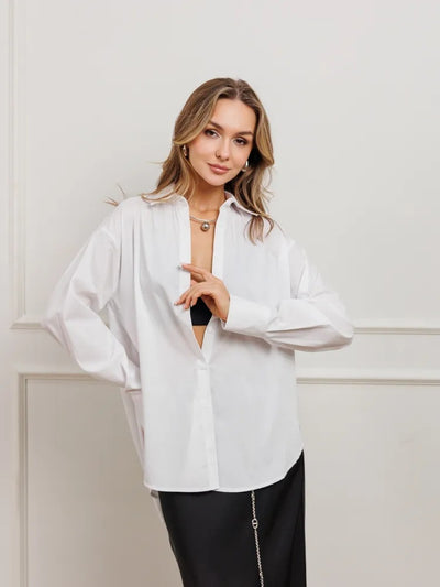 Women's Plus Size Striped Work Casual Long Sleeve Shirt