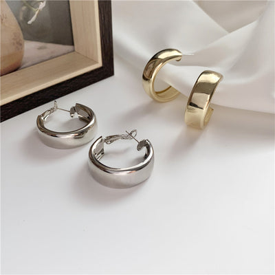 Sterling Silver Needle Personality Big Ear Ring Metal
