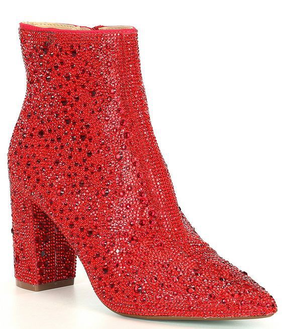 Rhinestone Pointed Toe Fashion Ankle Boots