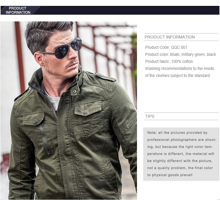 brand jacket men winter army military pilot