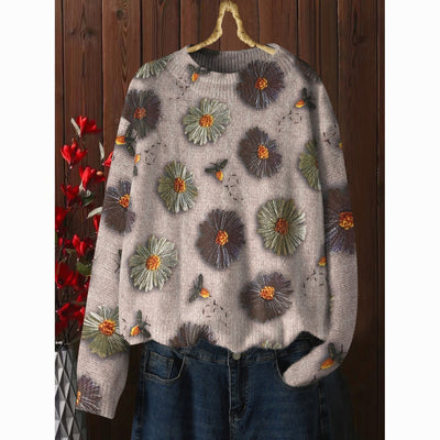 Western Style Beautiful Design Loose Slimming Printed Sweater Niche Fashion