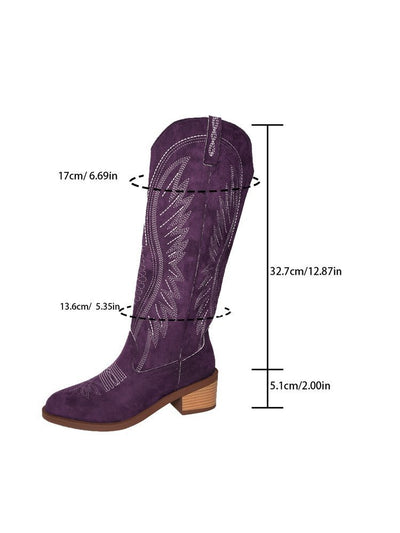 Plus Size Vintage Embroidered V Cut Martin Boots
