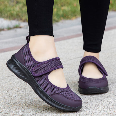 Low-top Thick Bottom Hollow Buckle Casual Mesh Shoes For The Old