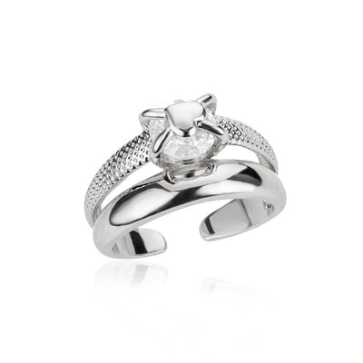 Niche Retro Blue Big Zircon Trendy Personality Ring