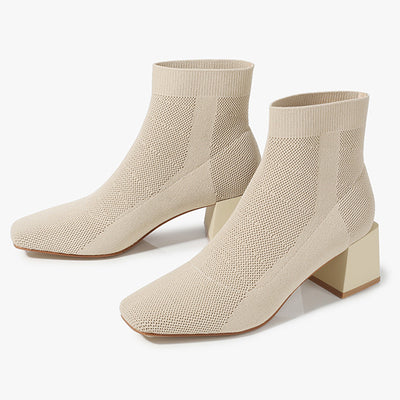 All-match Stretch Knitted High Heel Solid Color