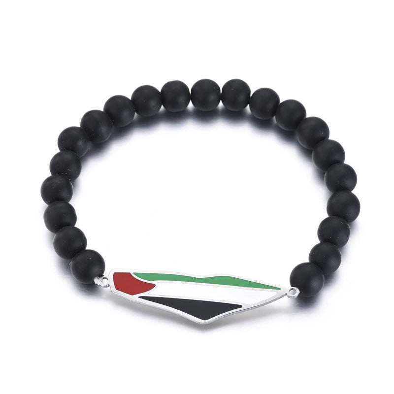 Epoxy Stainless Steel Palestinian Flag Map Carrying Strap