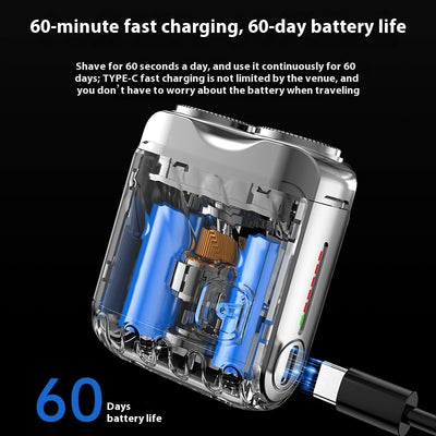 Portable Rotary Dual Ring Electric Shaver Men Travel Mini Shaver Double Floating Magnetic Blade Head Rechargeable Pocket Razors