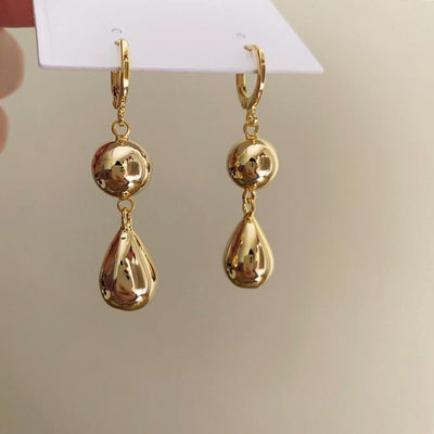 Metal Geometry Water Drop Pendant Earrings