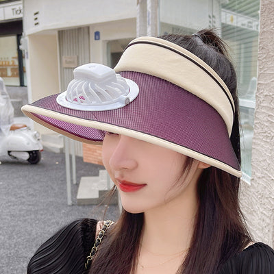 Brim Fan Sun Bonnet Woman Charging