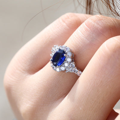 High-grade Blue Zircon Real Gold Ring