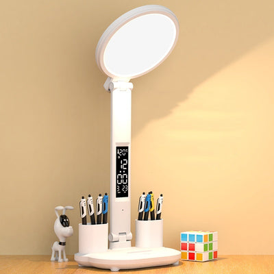 LED Clock Table Lamp USB Chargeable Dimmable Desk Lamp