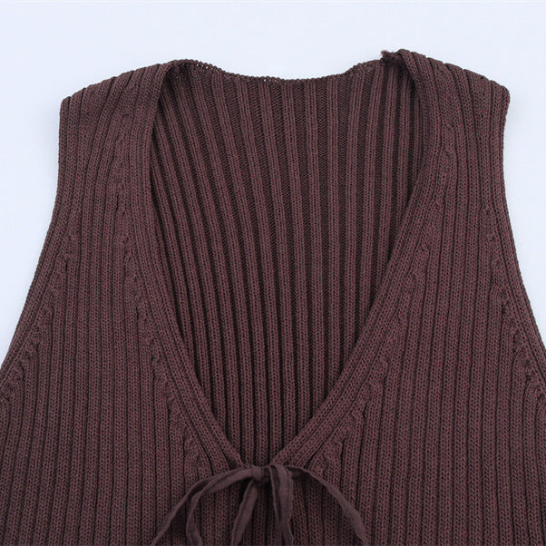 Summer Women's European And American Style Fashionable Simple Ruffled Knitted Top