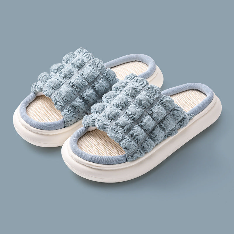 EVA Thick-soled Linen Slippers Women's Mute Soft-soled Slippers