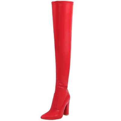 Winter NewSolid Color Pointed Thick High Heel