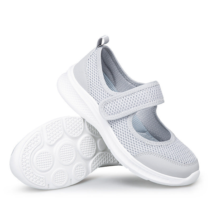 Low-top Thick Bottom Hollow Buckle Casual Mesh Shoes For The Old