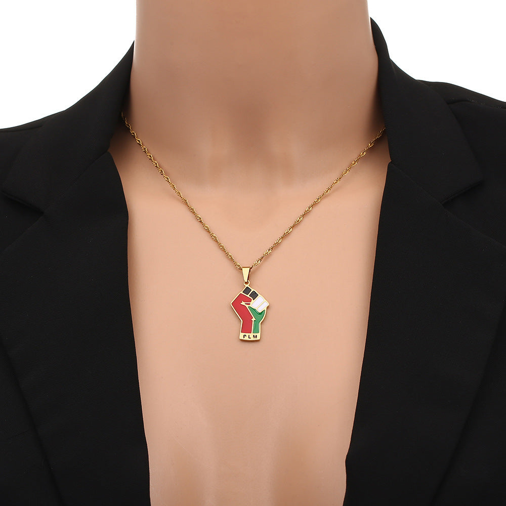 Stainless Steel Palestinian Pendant Necklace