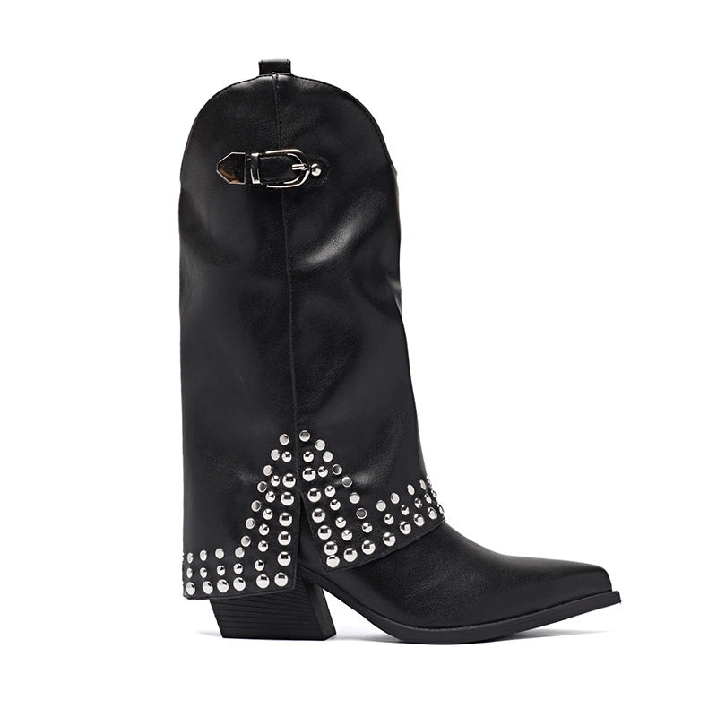 Spring And Autumn Pointed Knight Boots Women