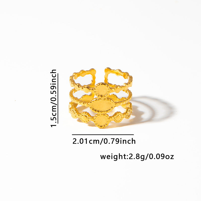 French Retro Titanium Steel Ring Golden