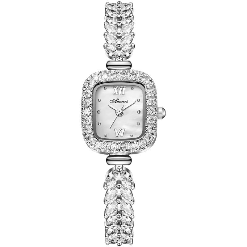 Temperament And Fully-jewelled Quartz Small Golden Spike Small Square Plate Watch