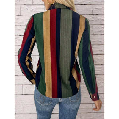Womens Contrast Color Button Down Collared Shirt Casual Long Sleeve Business Office Work Blouses Tops