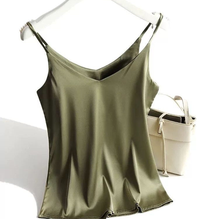 Italian Camisole Women's V-neck Brace Basic White Vest