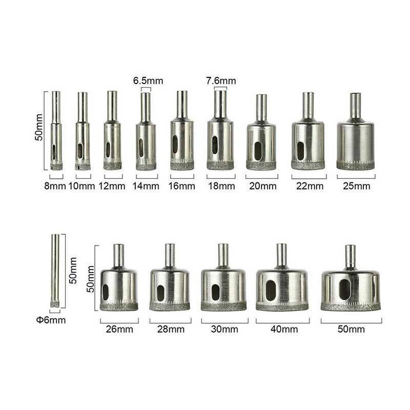 15 Pcs Set Diamond Drill Bit Glass Drill Bit Glass-Stone Tile Drill Bit 6-50mm