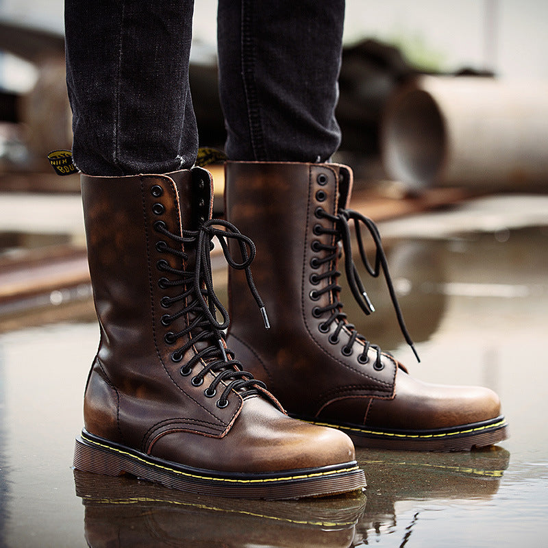 Men's Breathable Leather Cotton Shoes Lace-up