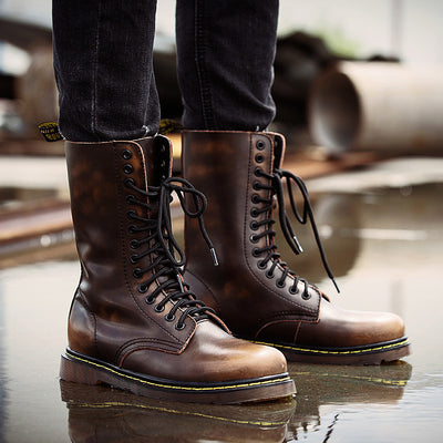 Men's Breathable Leather Cotton Shoes Lace-up