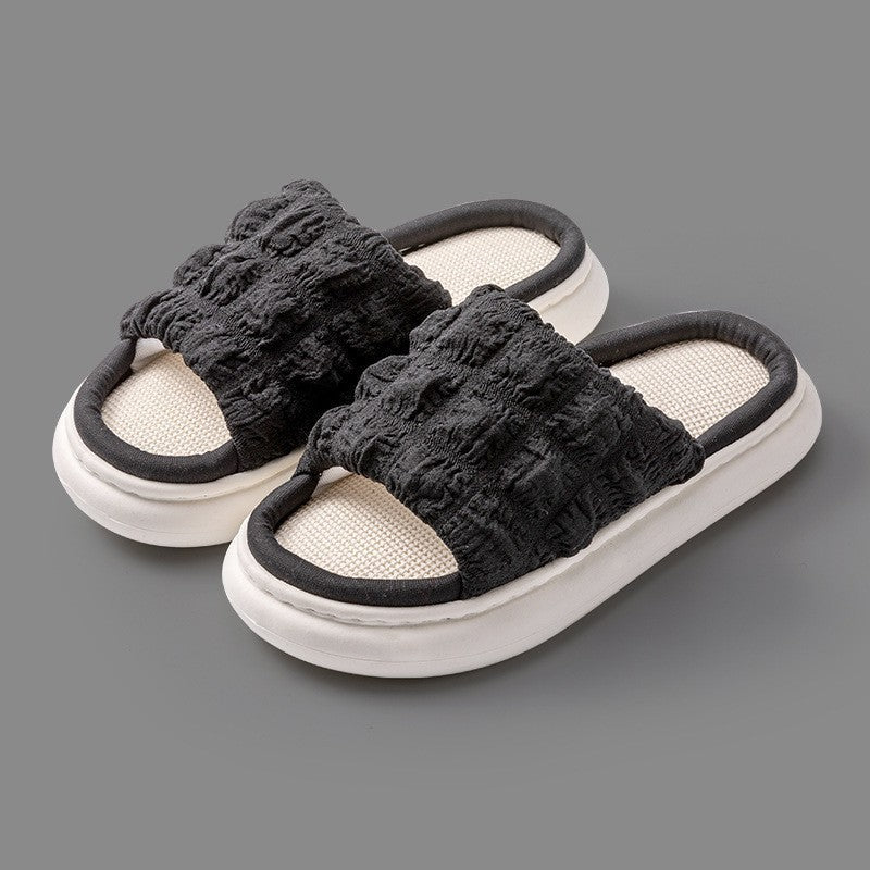 EVA Thick-soled Linen Slippers Women's Mute Soft-soled Slippers