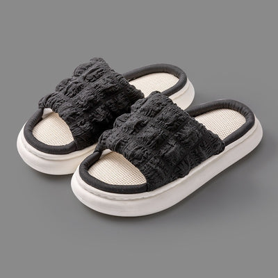 EVA Thick-soled Linen Slippers Women's Mute Soft-soled Slippers