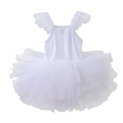Girls' Dancing Leaf Clothing Mesh Gymnastics Clothes Children Sky Blue Practice Skirt