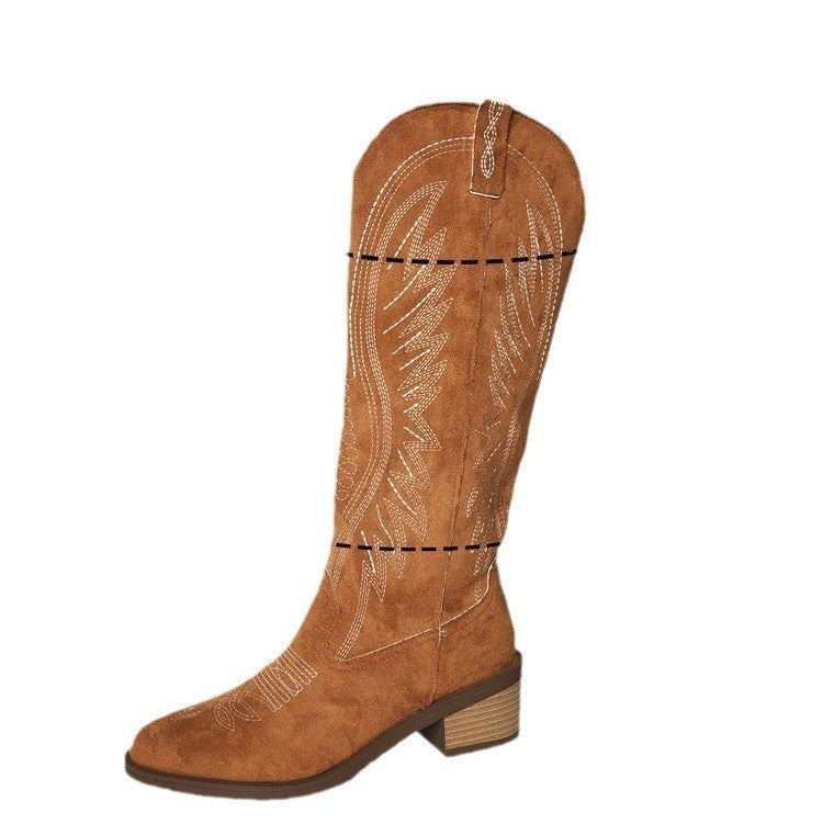 Plus Size Vintage Embroidered V Cut Martin Boots