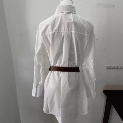 White Collar Shirt Dress Women's Autumn