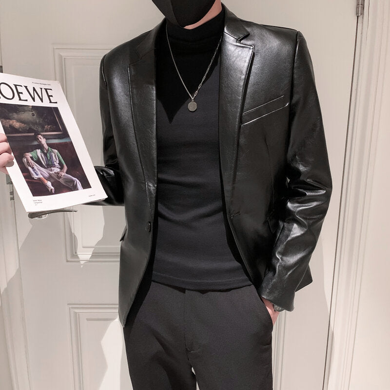 Leather Jacket Korean Slim PU Leather Jacket Jacket Men